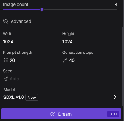 Image countで生成する画像枚数を決める