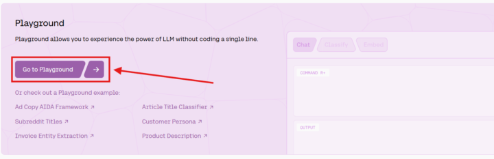 登録後、「Go to Playground」をクリックし、チャット画面へ遷移