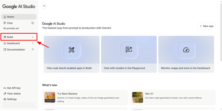 vibe coding(Build)を開く